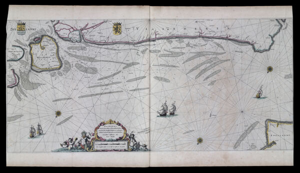 Paskaert van de Zeeusche en Vlaemsche Kusten, tonende alle drooghten, diepten, en ondiepten, tusschen't eylandt Schouwen en de Hoosden