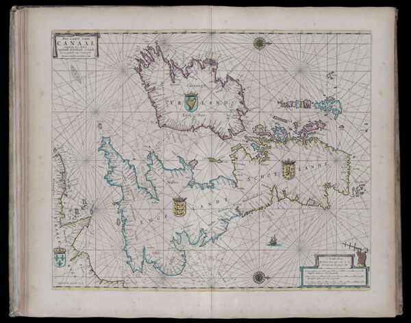 Pas-caart vant Canaal vertoonende in 't Gheheel Engelandt, Schotlandt, Yrlandt, en een gedeelte van Vraineryck op nieus oversien en verbetert 1665