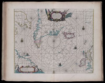 Pascaerte van Groen-Landt, yslandt, Straet Davids en ian Mayen eylandt; hoemen de selvige van hitlandt en de Noortcusten van Schotlandt en yrlandt byseylen mach