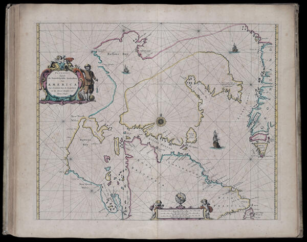 Paskaert Zynde de Noodelijckste Zeekusten van America van Groenland door de Straet Davis en de Straet Hudson tot Terra Neuf