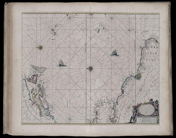 Pascaerte vande Vlaemsche, Soute, en Caribesche Eylanden, als mede Terra Nova, en de Custen van Nova Francia, Nova Anglia, Nieu Nederlandt, Venezue la, Nueva Andalusia, Guiana, en een gedeelte, van Brazil