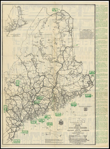 Official map of Maine prepared by State Highway Commission showing highway route numbers. March 24, 1929.