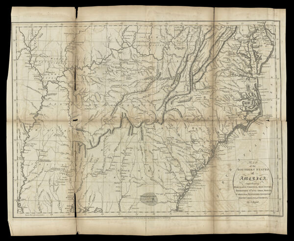 Map of the southern states of America : comprehending Maryland, Virginia, Kentucky, Territory s'th of the Ohio, North Carolina, Tennessee Governm't., South Carolina, & Georgia