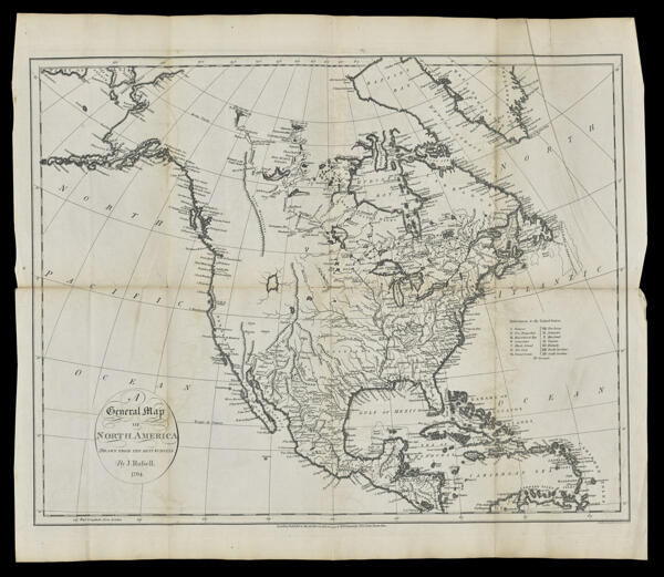 A General Map of North America, Drawn from the Best Surveys. By J. Russell, 1794.