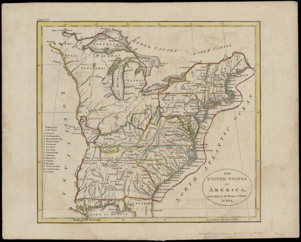 The United States of America according to the Treaty of Peace of 1784