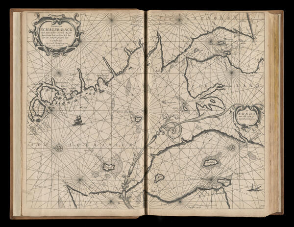 Pascaerte vande Schager-Rack, vande pater-nosters als mede Maesterlant tot aen Kol, oock hoe dese landen van Schagen gelegen zyn. 't Amsterdam... [map on left] [western coast of Sweden]