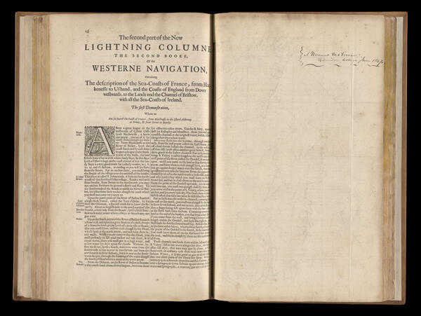 The second part of the New Lightning Columne, the second booke, of the westerne navigation, containing the description of the Sea-Coasts of France...