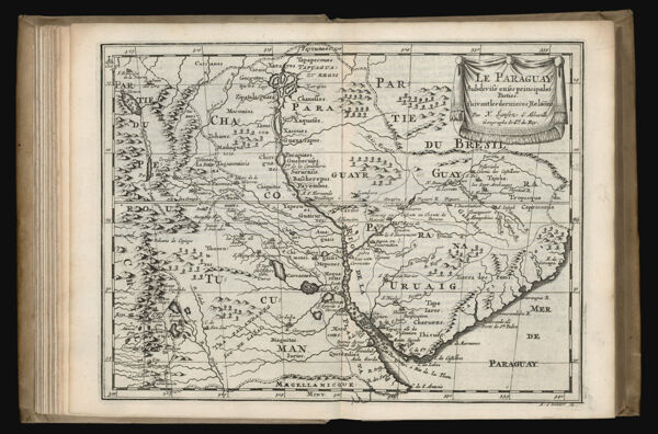 Le Paraguay Subdivise enses principales Parties. suivantles dernieres Relaons Par N. Sanson d'Abbeville Geographe Ordre du Roy.