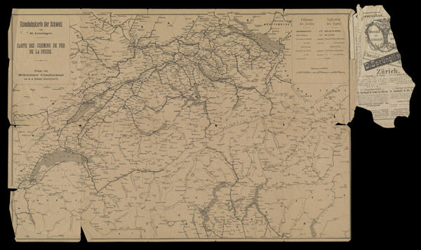 Eisenbahn Karte der Schweiz von R. Leuzinger ; Carte des Chemins de Fer de la Suisse