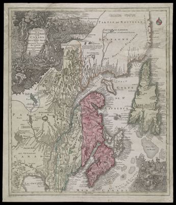 Partie Orientale de la Nouvelle France ou du Canada avec l'Isle de Terre-Neuve et de Nouvelle Escosse, Acadie et Nouv. Angleterre avec fleuve de St. Laurence represent, par T. Conr. Lotter, graveur et geogr. d'Augsbourg