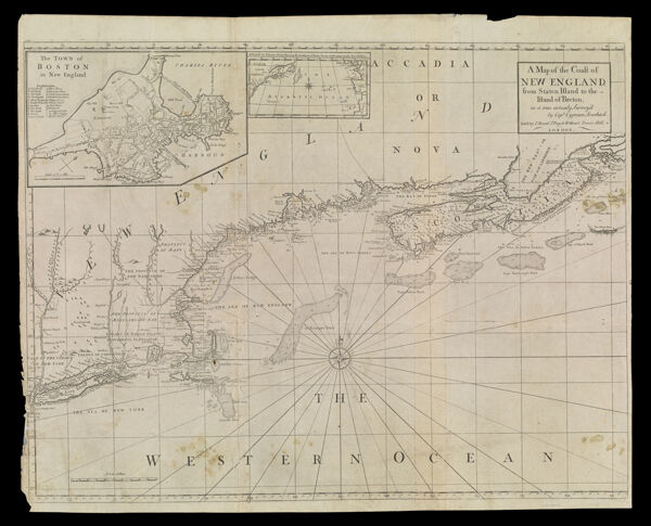 A Map of the Coast of New England from Staten Island to the Island of Breton as it was actualy Survey'd by Capt. Cyprian Southack