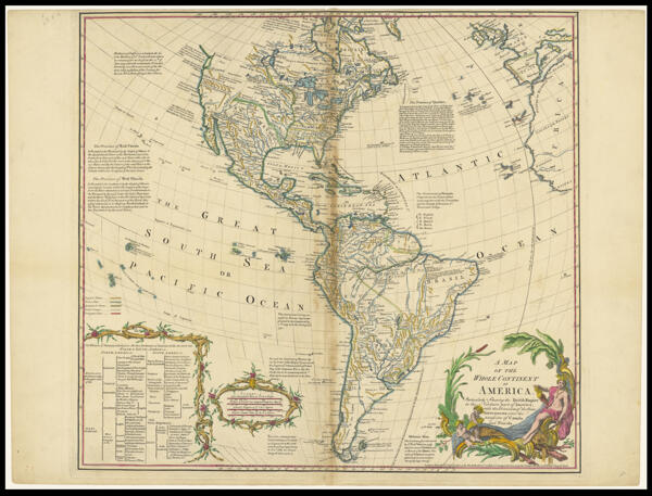 A Map of the Whole Continent of America Particularly Shewing the British Empire in the Northern part of America, with the Divisions of the New Governments since their accession of Canada and Florida.