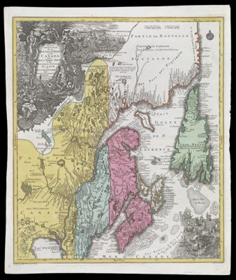 Partie Orientale de la Nouvelle France ou du Canada avec l'Isle de Terre-Neuve et de Nouvelle Escosse, Acadie et Nouv. Angleterre avec Fleuve de St. Laurence represent, par T. Conr. Lotter, Graveur et Geogr. d'Augsbourg