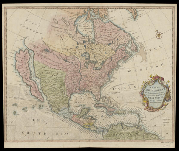 A Map of North America With the European Settlements & whatever else is remarkable in ye West Indies, from the latest and best observations.