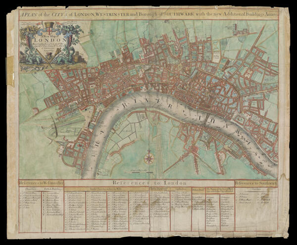 A Plan of the Citys of London, Westminster and Borough of Southwark, with the new Additional Buildings, Anno 1720