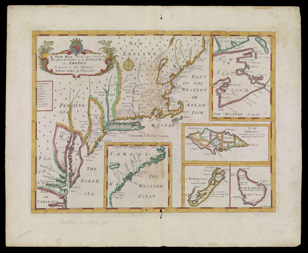 A New Map Of the most Considerable Plantations of the English in America Dedicated to His Highness William Duke of Glocester.