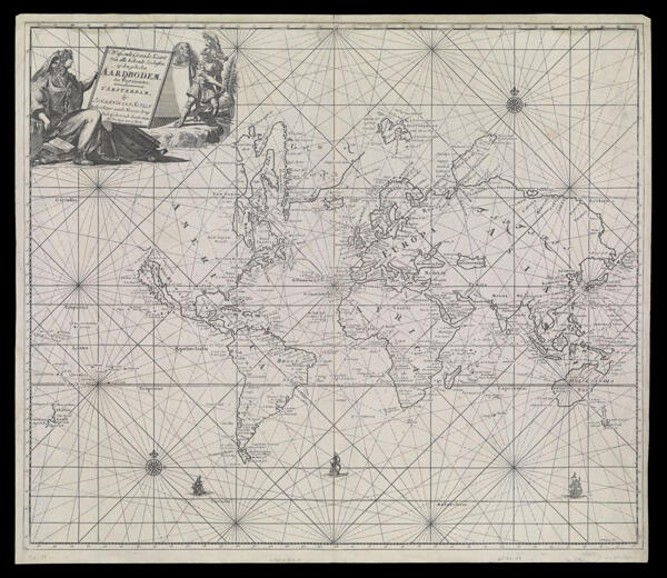 Wassende graade Kaart van alle bekende Zeekusten op den geheelen Aardbodem : door C. J. Voogt Geometra.