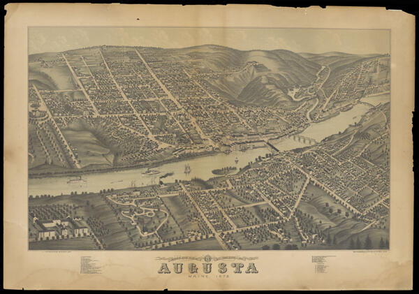 Bird's Eye View of the City of Augusta Maine. 1878.