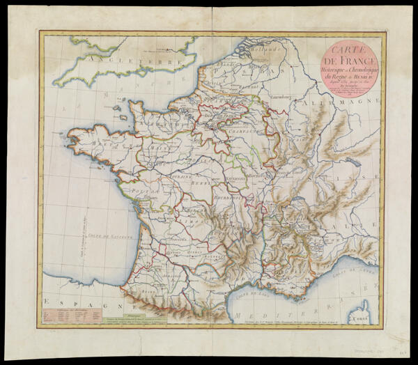 Carte de France Historique et Chronologique du Regne de Henri IV depuis 1589 jusqu'en 1610. Par Dezauche.