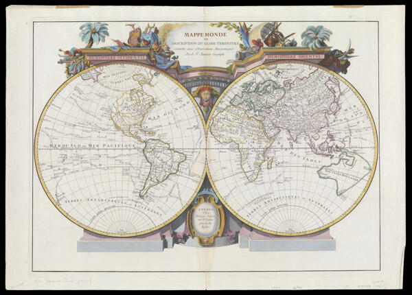 Mappe Monde ou Description du Globe Terrestre assujettie aux Observations Astronomiques Par le Sr. Janvier, Geographe