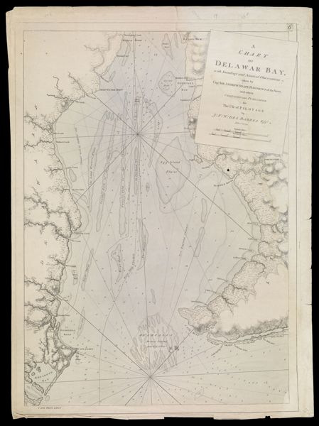 A Chart of Delawar Bay, with Soundings and Nautical Observations taken by Capt. Sir Andrew Snape Hammond of the Navy and others Composed and Published for The Use of Pilotage by J.F.W. Des Barres Esqr. June 1st. 1779.