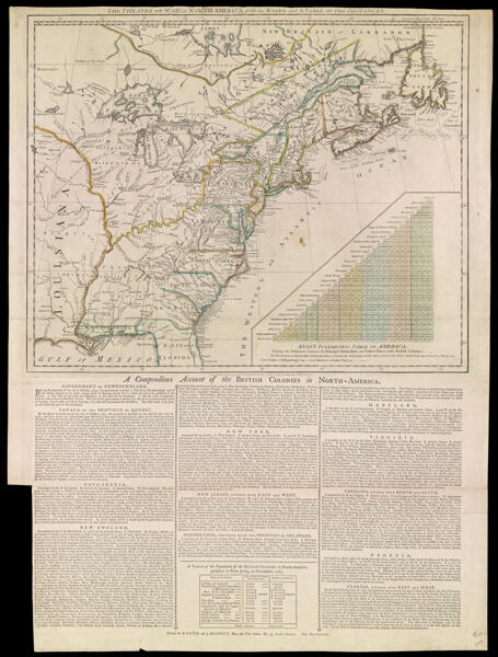 The Theatre of War in North America, with the Roads and A Table of the Distances.