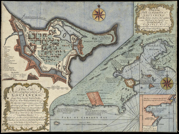 A Plan of the City and Harbour of Louisburg, with the French Batteries that defended it and Those of the English shewing that part of Gabarus Bay in which They Landed & the Ground on which They Encamped during the Siege of 1745