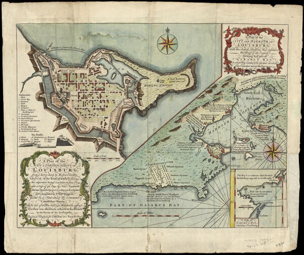 A Plan of the City and Harbour of Louisburg, with the French Batteries that defended it and Those of the English shewing that part of Gabarus Bay in which They Landed & the Ground on which They Encamped during the Siege of 1745