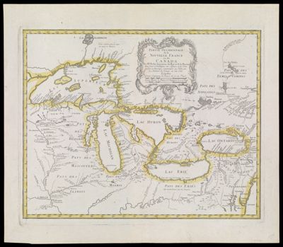 Partie Occidentale de la Nouvelle France ou du Canada Par Mr. Bellin Ingenieur du Roy et de la Marine pour servir à l'Intelligence des Affaires et de l'Etat present en Amerique, communiqueée au Public par les Hertiers de Homan, en l'an 1755.