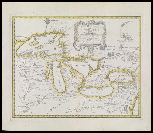 Partie Occidentale de la Nouvelle France ou du Canada Par Mr. Bellin Ingenieur du Roy et de la Marine pour servir à l'Intelligence des Affaires et de l'Etat present en Amerique, communiqueée au Public par les Hertiers de Homan, en l'an 1755.