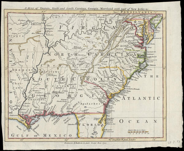 A Map of Virginia, North and South Carolina, Georgia, Maryland with part of New Jersey &c.