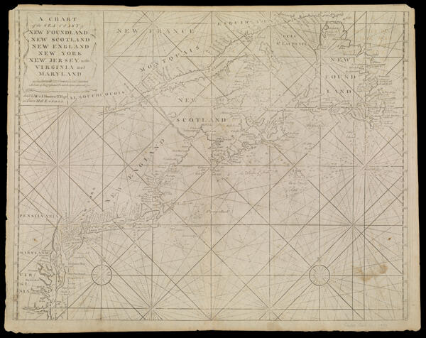 A Chart of the Sea Coast of New Found Land, New Scotland, New England, New York, New Jersey, with Virginia and Maryland