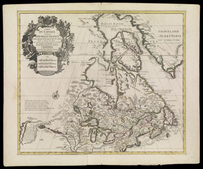 Carte du Canada ou de la Nouvelle France et des decouvertes qui y ont été faites : dressée sur plusieurs observations et sur un grand nombre de relations imprim‚es ou manuscrites par Guillaume Del'Isle, Geographe de l'Academie Royale des Sciences