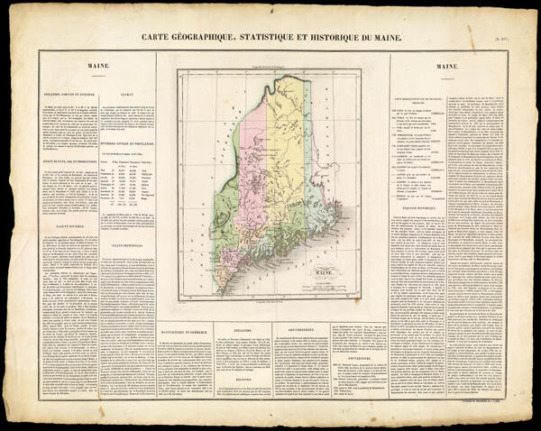 Carte Geographique, Statistique et Historique du Maine