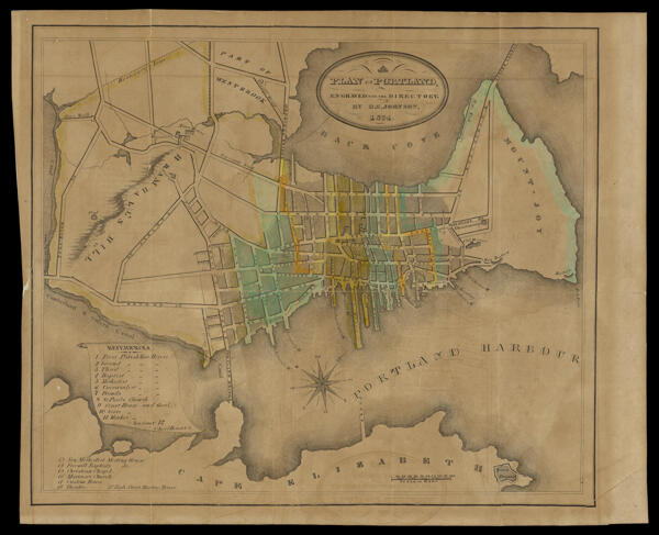 A Plan of Portland, Engraved for the Directory. By D.G. Johnson. 1834.