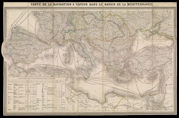 Carte de la Navigation a Vapeur dans le Bassin de la Meriterranee