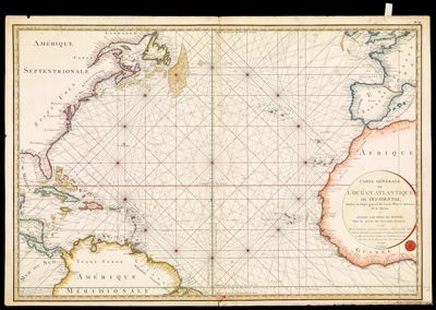 Carte Générale de l'Océan Atlantique ou Occidental, dressée au Dépôt général des Cartes Plans et Journaux de la Marine et publiée par ordre du Ministre Pour le service des Vaisseaux Français. en 1786