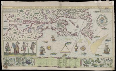 Carte geographique de la Nouvelle Franse Faitte par le Sieur de Champlain Saint Tongois Cappitaine Ordinaire pour Le Roy en la marine, faict len 1612