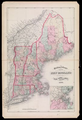 Walling & Gray's Map of New England with adjacent portions of New York & Canada. 1871.