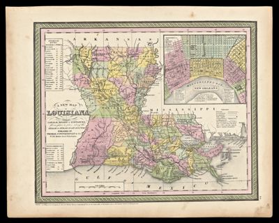 A New Map of Louisiana with its Canals, Roads & Distances from place to place, along the Stage & Steam Boat Routes