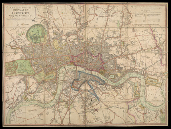 Laurie and Whittle's New Map of London, with its Environs, & c. Including the Recent Improvements