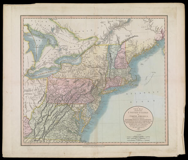 A New Map of Part of the United States of North America, containing those of New York, Vermont, New Hampshire, Massachusetts, Connecticut, Rhode Island, Pennsylvania, New Jersey, Delaware, Maryland and Virginia by John Cary, Engraver. 1806.