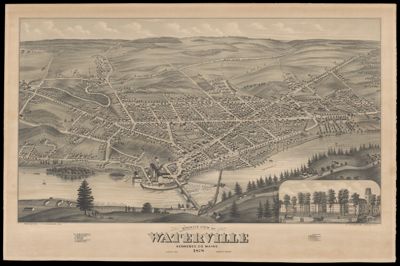 Bird's Eye View of Waterville Kennebec, Co. Maine. 1878 Looking North West.