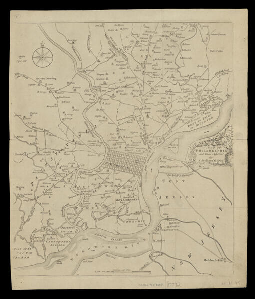 A Map of Philadelphia and Parts Adjacent. by N. Scull and G. Heap