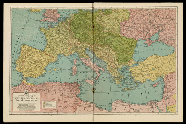 Invasion Study Map of Southern Europe and the Mediterranean As of February 15, 1944