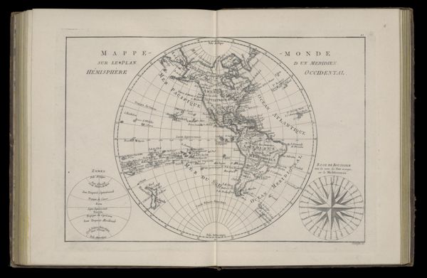 Mappe-monde sur le Plan d un Meridien. Hémisphère Occidental