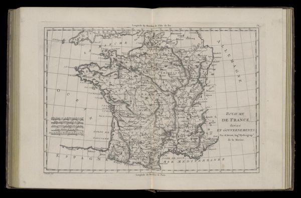 Royaume de France, divisé en Gouvernements. Par M. Bonne Ingr. Hydrographe de la Marine.