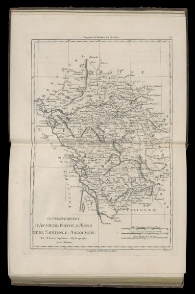 Gouvernements d' Anjou, de Poitou, d' Aunis et de Saintonge-Angoumois. Par M. Bonne Ingénieur - Hydrographe de la Marine.