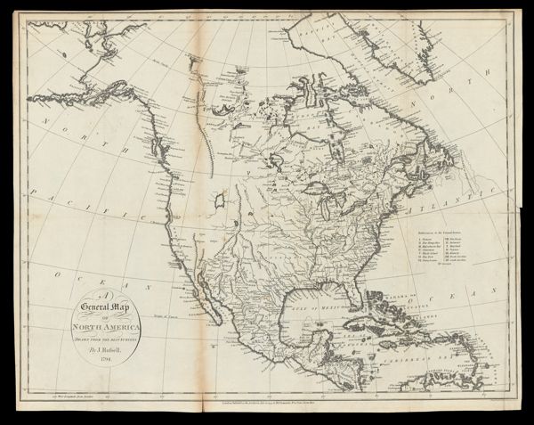 A General Map of North America, Drawn from the Best Surveys. By J. Russell, 1794.