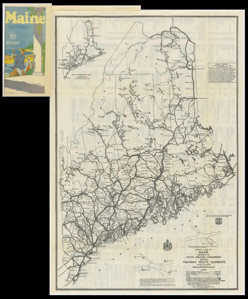 Official Map of Maine prepared by State Highway Commission showing highway route numbers March 24, 1927